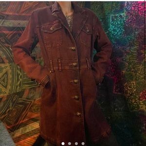 Red acid wash denim jacket